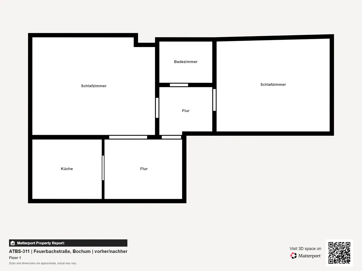 Grundriss vor der Sanierung – 48 m² Wohnung Bochum-Weitmar