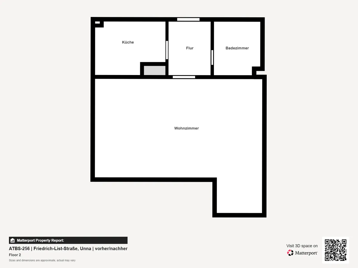 Grundriss vor der Sanierung – 49 m² Wohnung Unna-Königsborn